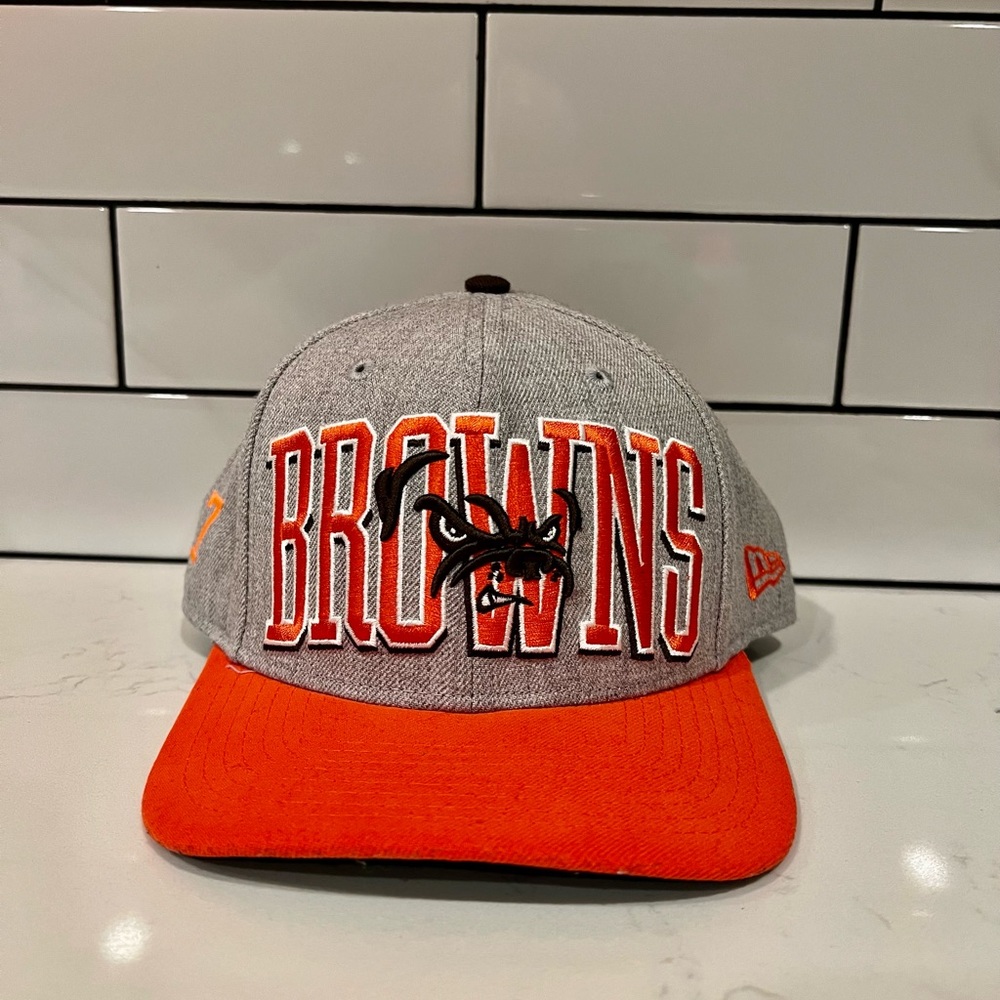New Era Browns Grey and Orange Snapback Hat